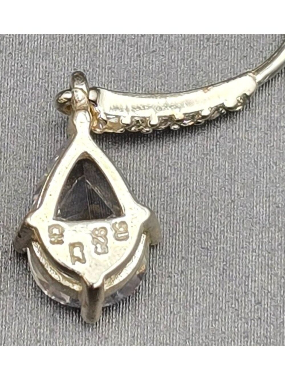 Sterling Silver Pear Cut Cubic Zirconia Dangle Earrings 1" Pave Teardrop Jewelry - Picture 6 of 10